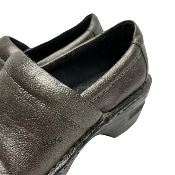 BOC BORN CONCEPT Pewter Clogs Faux Vegan Leather Comfort Shoes Metallic sz 7.5 - Picture 8 of 16